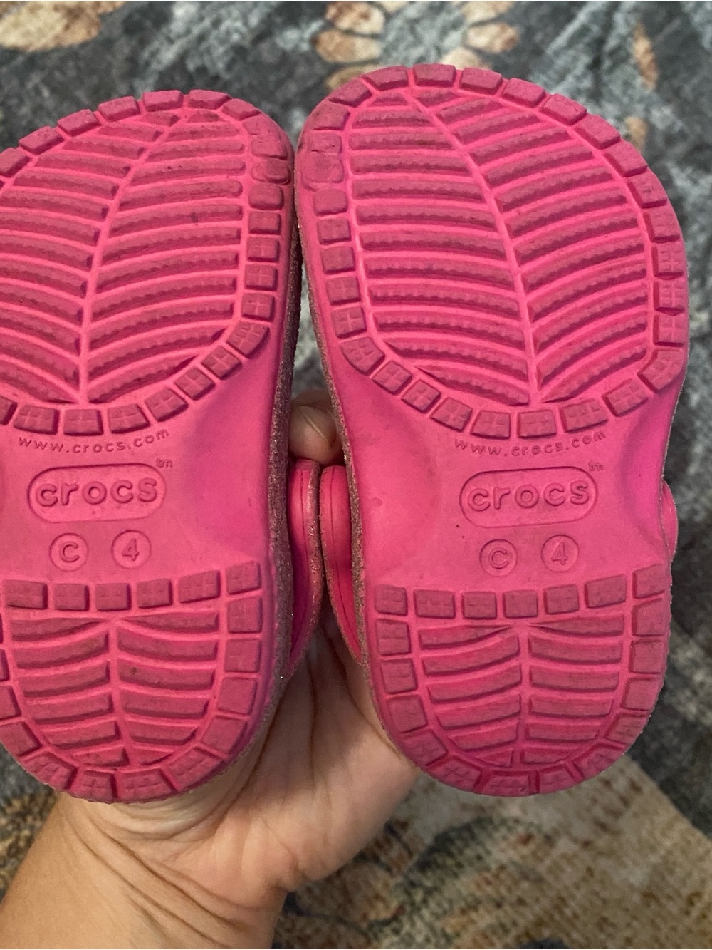 CROCS Kids' Glitter Clogs - Hot Pink with Iridescent Sparkle - Picture 2 of 2